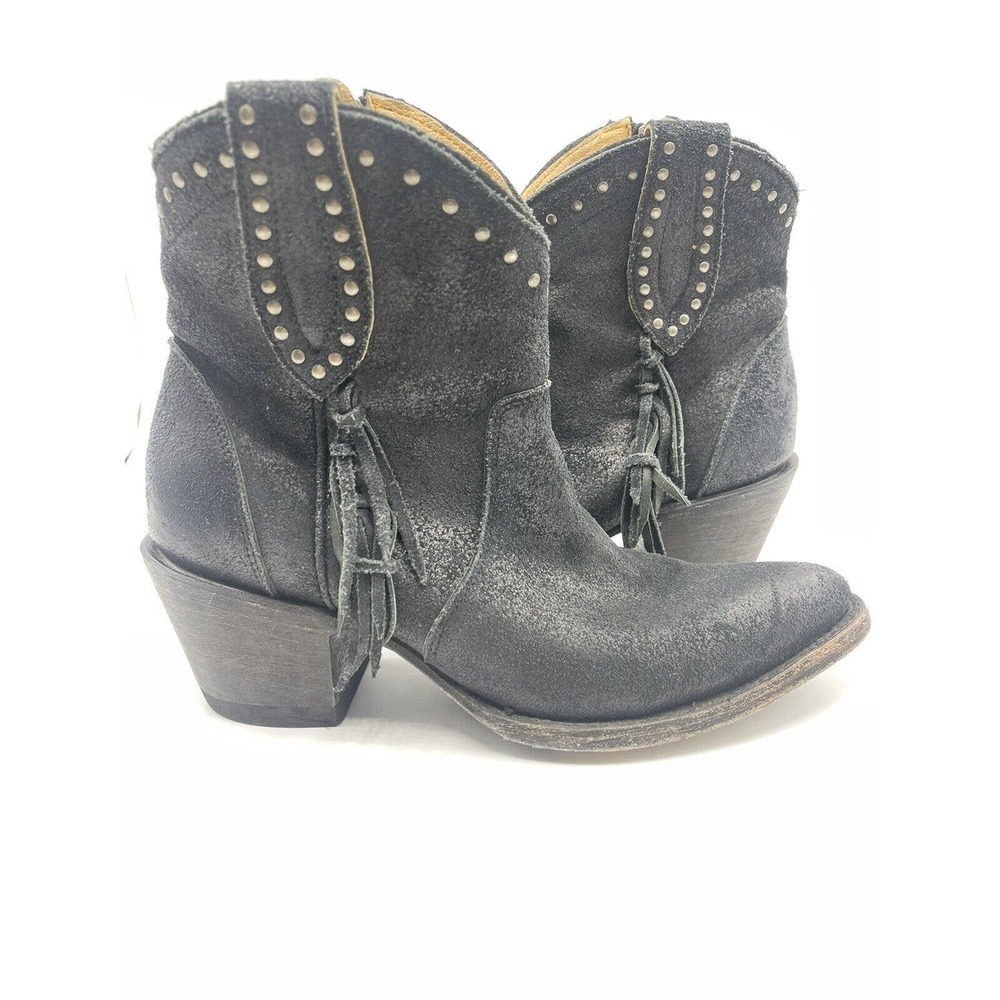 Idyllwind Fueled by Miranda Lambert Black Fringe Studded Waxed Suede Boots Sz 7B